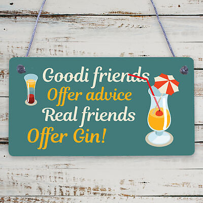 Friendship Gin Sign Garden Plaque Shed Home Bar Pub Alcohol Kitchen Plaque Gift