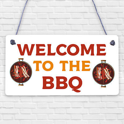 Welcome To The BBQ Sign Engraved Garden Signs And Plaques Man Cave Shed Sign