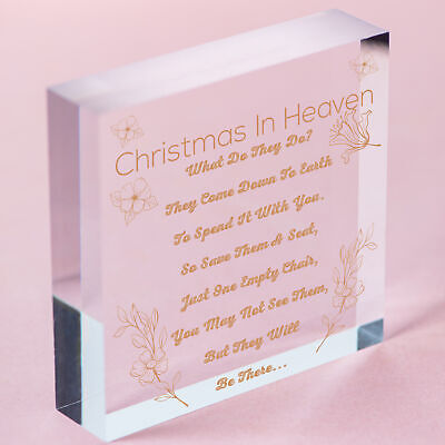 Christmas In Heaven Xmas Tree Decoration Memorial Quote Heart Plaque Love Poem