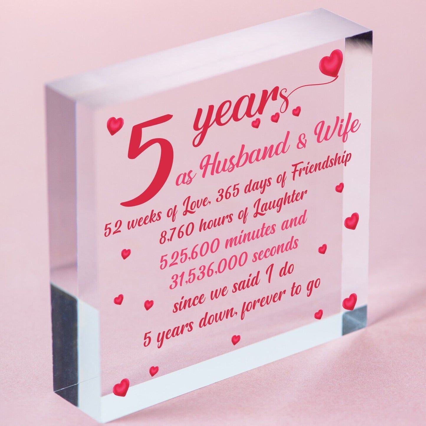 5th Wood Anniversary Block Five Year Anniversary Gift For Her Gift For Men