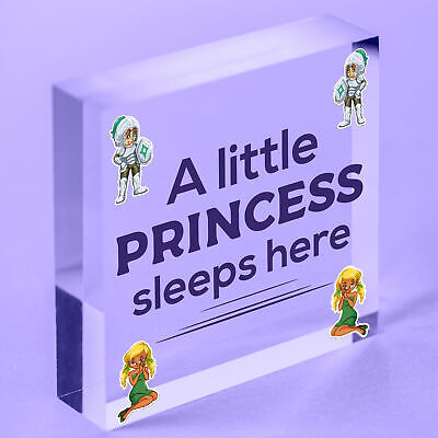 Princess Sleeps Plaque Door Nursery Bedroom Sign Gift Baby Girls Fairytale Decor