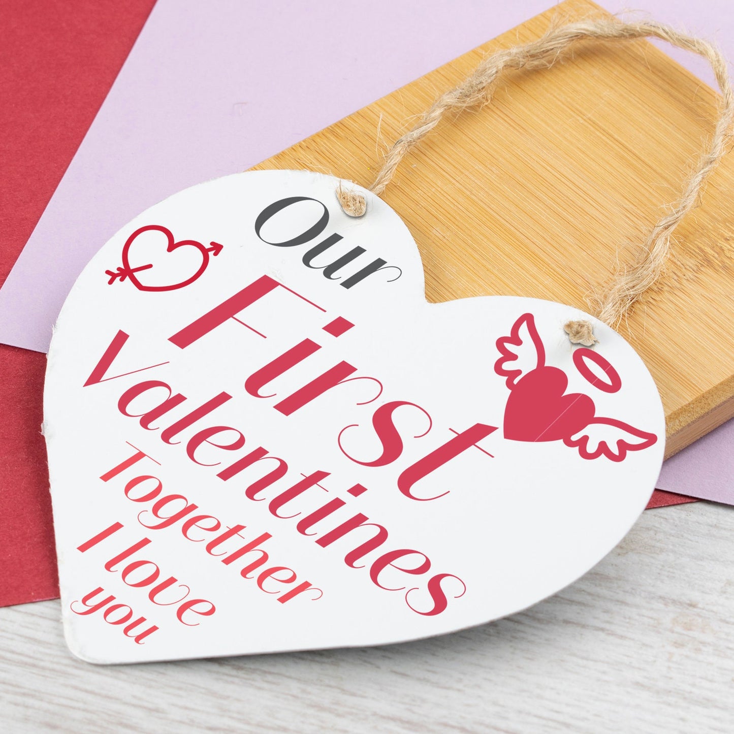 First Valentines Day Hanging Sign Anniversary Gift For Him Boyfriend Gifts