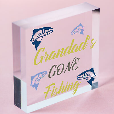 Grandad's Gone Fishing Dad Fisherman Grandad Hanging Wall Plaque Man Cave Sign