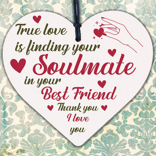 SOULMATE Gift Wooden Heart Best Friend Plaques Anniversary Valentines Day Gifts