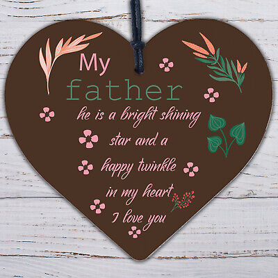 Dad Father Memorial Hanging Wood Heart Remembrance Plaque Keepsake Gift For Dad