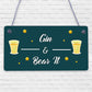 Gin & Bear It Funny Alcohol Man Cave Home Bar Pub Hanging Plaque Shed Gift Sign