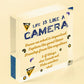 Life is Like A Camera Plaque Gift Wood Heart Motivational Friend Colleague Signs