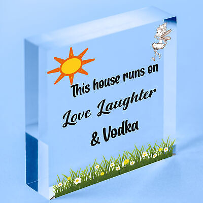 Fun Laughter Vodka Kitchen Plaque Alcohol Home Bar Sign Friend Gift For Women