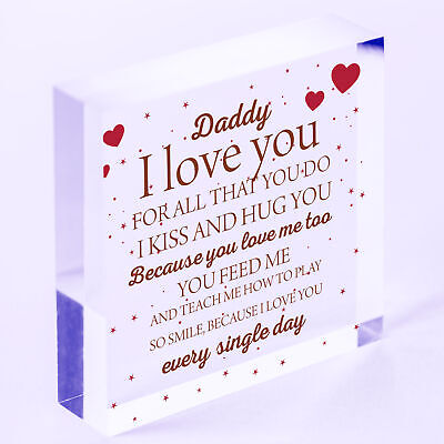 Daddy I Love You Wood Heart Father's Day Gifts For Him Dad Daughter Son Birthday