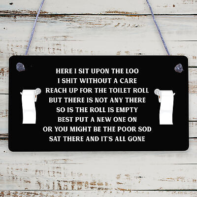 FUNNY Sit Upon The Loo TOILET SIGN Chic Bathroom Door VINTAGE Retro Loo DECOR