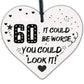 60th Birthday Decorations Wood Heart Plaque Funny Gifts For Dad Mum Nan Grandad