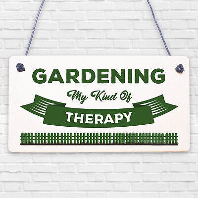 Gardening My Therapy Novelty Plaque SummerHouse Sign Garden Shed Friendship Gift