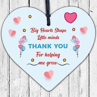 Teacher Leaving Gift Nursery Wooden Heart Plaque Childminder Preschool Thank You