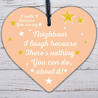 Best Neighbour Funny Gifts Wood Heart Birthday Christmas Gift For Best Neighbour