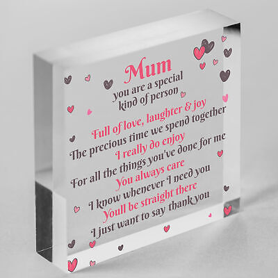 THANK YOU Mum Gifts Wooden Heart For Her Mummy Daughter Birthday Christmas