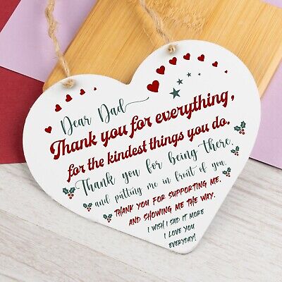 Dad I Love You Everyday Father's Day Gift Wooden Hanging Heart Cute Dad Sign