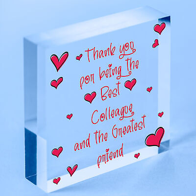 Thank You Wood Heart Plaque Friendship Gift For Colleague Friend New Job Present