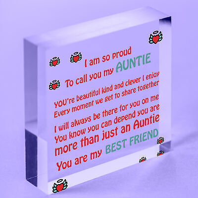 THANK YOU Auntie Christmas Gift Wood Heart Plaque Sister Birthday Gifts For Her