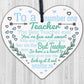 Teacher Gift Wooden Heart Number One Teacher Assistant Thank You Leaving Gift