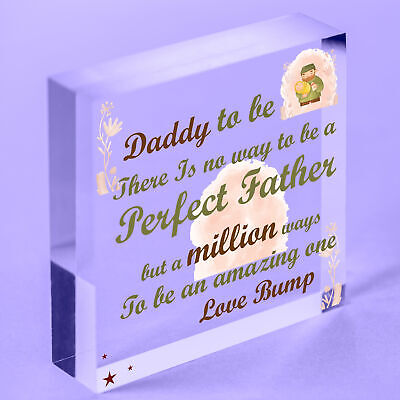 Daddy Dad To Be Present From Bump Baby Shower Wood Heart Plaque Decoration Gift