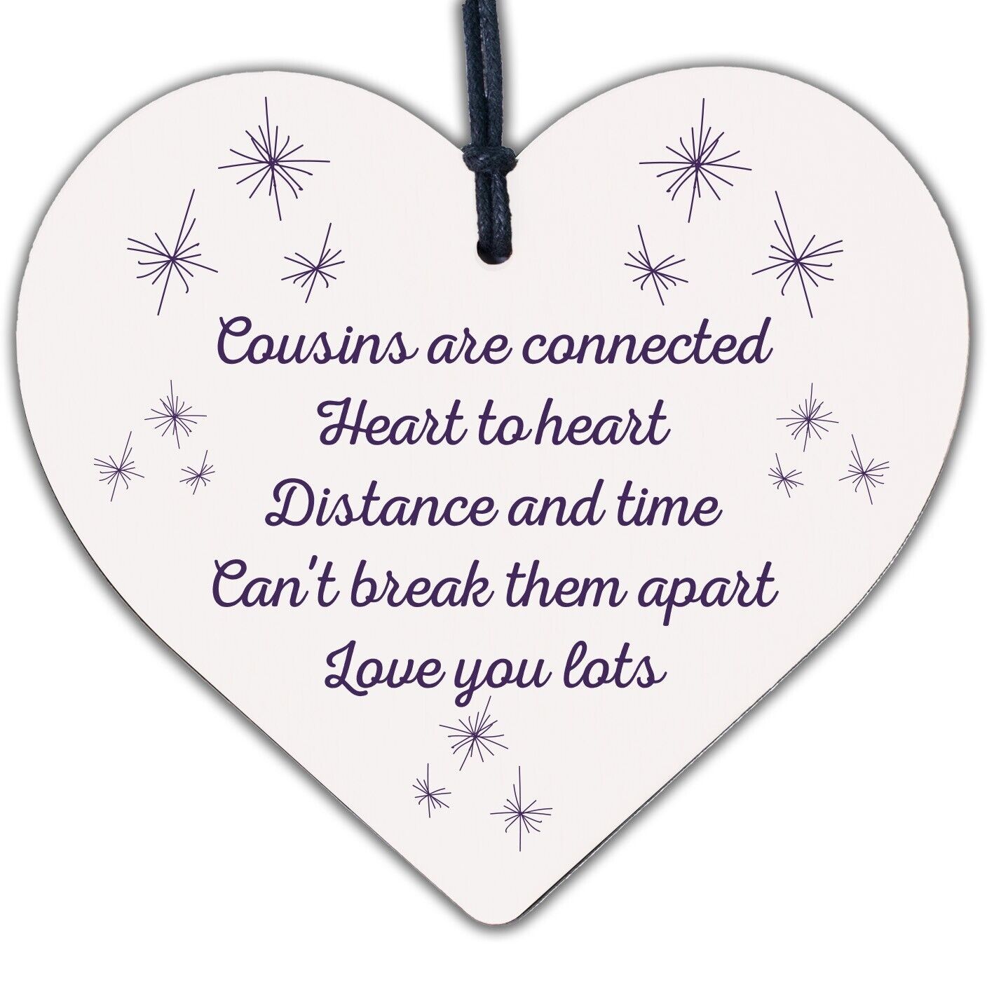 Birthday Christmas Gift For Cousin Wood Heart Family Friendship Keepsake Plaque