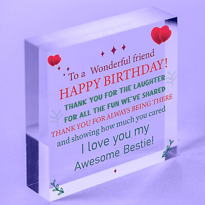 Friendship Best Friend Plaque Happy Birthday Heart Gift Mum Colleague Thank You