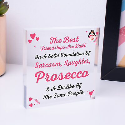 Best Friendships Foundation Is Prosecco Wooden Hanging Heart Novelty Plaque Gift