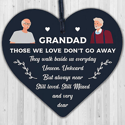 Grandad Christmas Memorial Decoration Wood Heart Memorial Sign Gift For Grandad