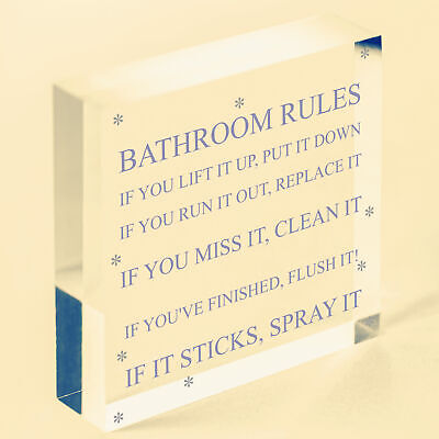 Bathroom Rules Sign Marble Theme Home Decor Bathroom Toilet Sign Home Gift