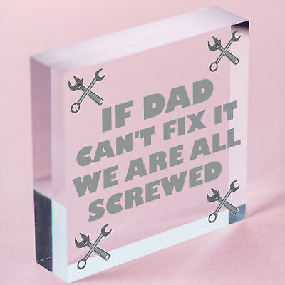 Dad Fix It Screwed Man Cave Garage Shed Plaque Funny Dad Birthday Christmas Gift