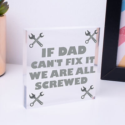 Dad Fix It Screwed Man Cave Garage Shed Plaque Funny Dad Birthday Christmas Gift