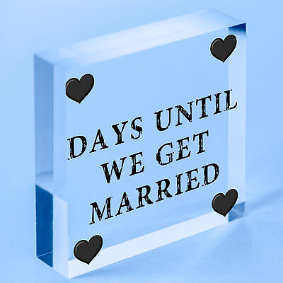 Wedding Countdown Chalkboard Plaque Sign Engagement Gift Fiance Mr & Mrs