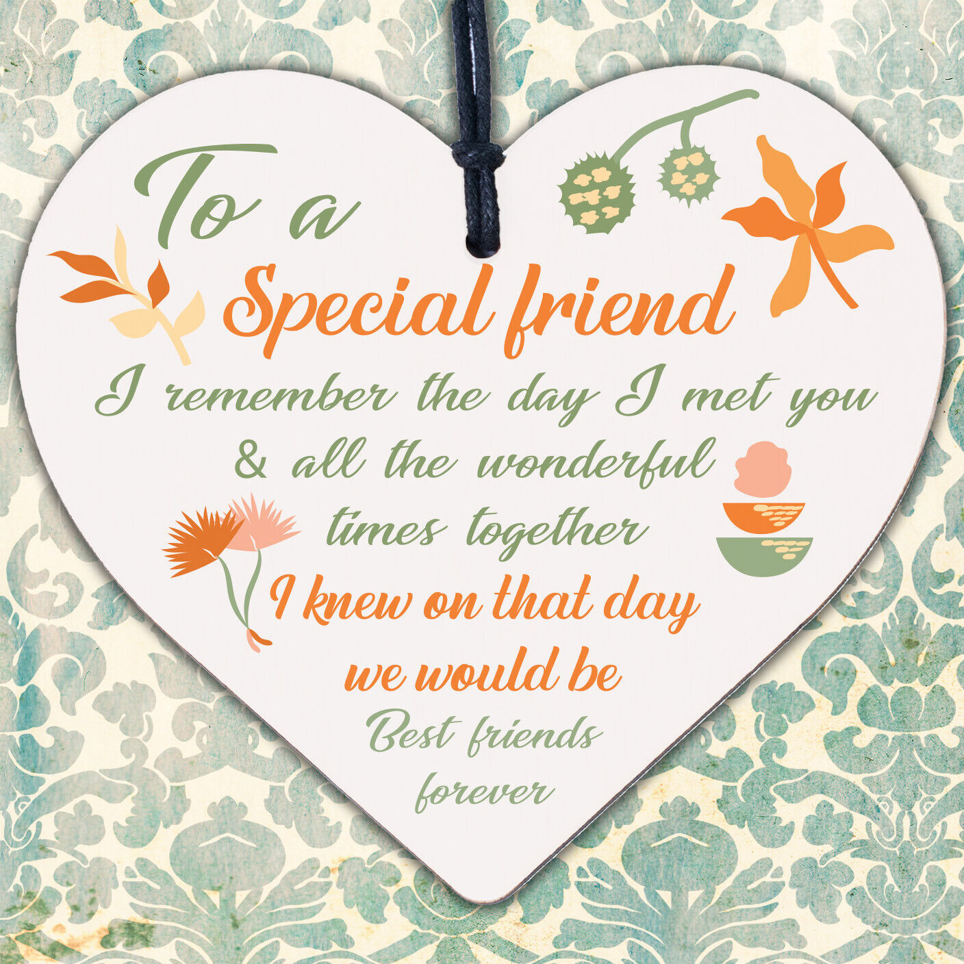 Best Friend Friendship Sign Women Birthday Plaque Chic Wood Heart Thank You Gift