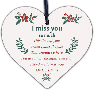 Christmas Miss You Memorial Handmade Hanging Wooden Bauble Tree Decoration Sign