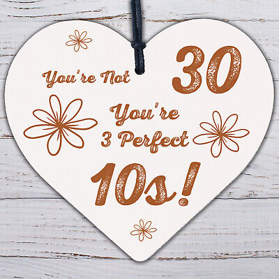 30th Birthday Funny Gifts For Men Women Brother Sister Friend Wooden Heart Sign