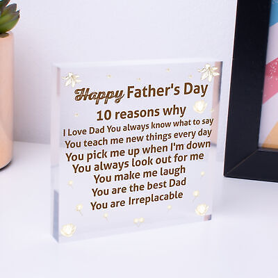 Reasons Why I Love Dad Wooden Heart Fathers Day Gift From Daughter Son Keepsake