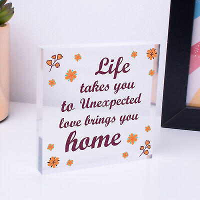 Love Brings You Home Shabby Chic Wooden Heart Memorial Plaque Friendship Gift