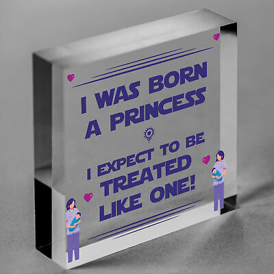 Born A Princess Novelty Wooden Hanging Plaque Daughters Bedroom Sign Girlfriend