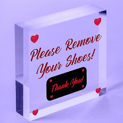 Please Remove Your Shoes! Thank You! Porch Hanging Door Sign Wooden Plaque Gift