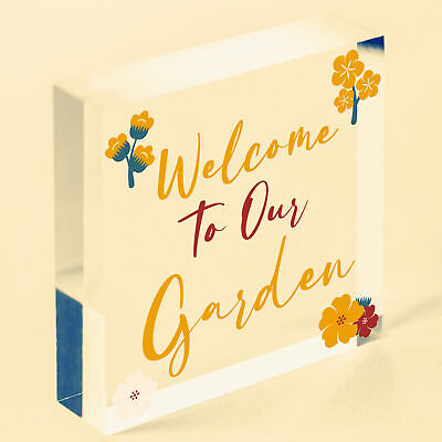 Welcome To Our Garden Sign Floral Design Home Decor Mum Nan Family Gift