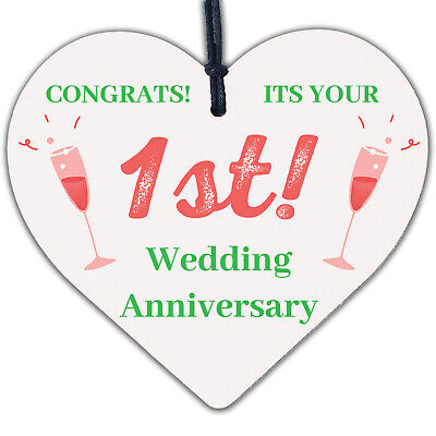 Congratulations First Wedding Anniversary Gift Heart 1st Anniversary Present