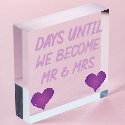 Countdown Days Unitl Mr & Mrs Couple Chalkboard Wedding Engagement Gift Sign