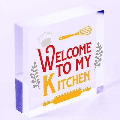 Welcome My Kitchen Plaque House Door Wall Sign Mum Dad Nan Grandad Birthday Gift