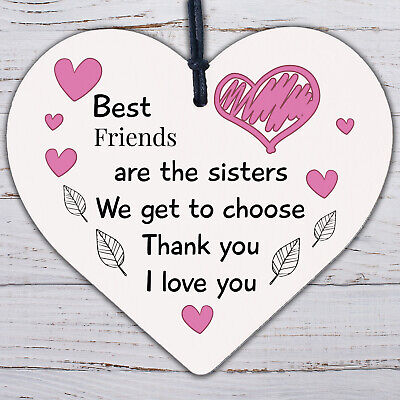 Best Friend Sister Friendship Gifts Wood Heart Birthday Christmas Thank You Gift