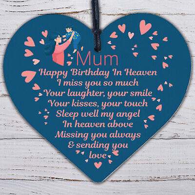 MUM Mother Memorial Birthday Plaque Wood Heart Grave Tribute Rememberance Gift