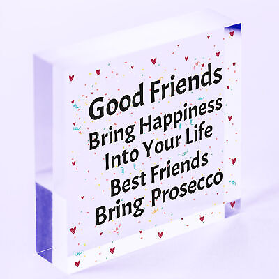 Best Friends Bring Prosecco Wooden Hanging Heart Plaque Novelty Alcohol Sign New