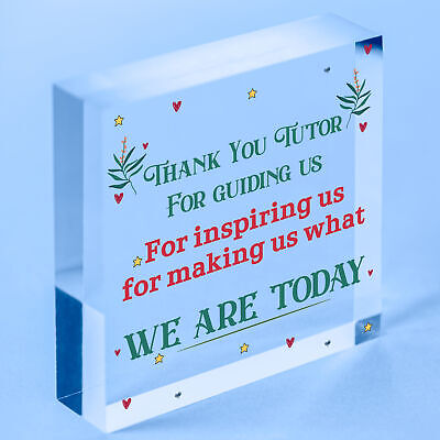 Thank You Tutor Teacher Mentor Support Wooden Heart Leaving Gift Plaque Sign