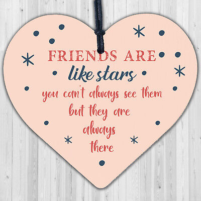 Best Friends Are Like Stars Friendship Sign Wood Heart Plaque Gift Thank You