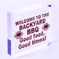 Backyard BBQ Sign Funny Garden Shed Man Cave Sign Gift For Men New Home Gift