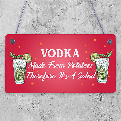 Vodka Salad Funny Alcohol Man Cave Friendship Hanging Plaque Pub Bar Gift Sign